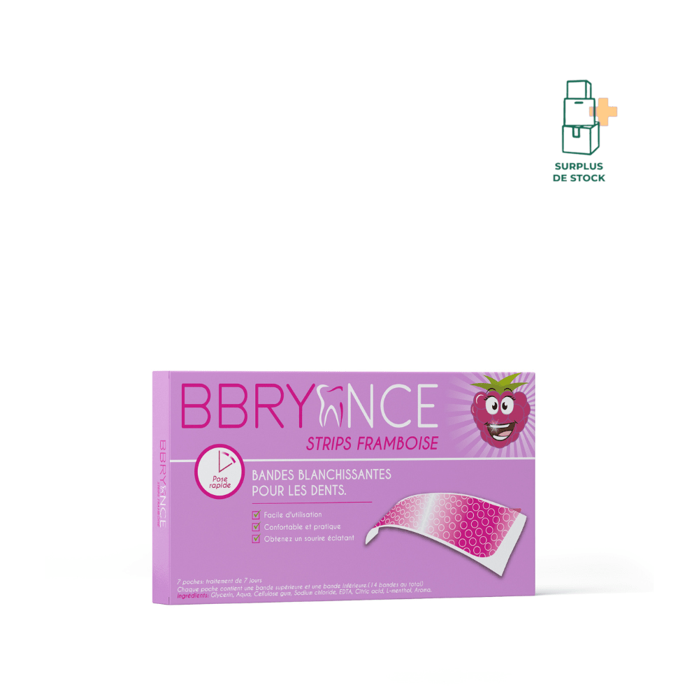 STRIPS BLANCHISSANT FRAMBOISE Soin dentaire Bbryance FRAMBOISE 14 bandes de blanchiment dentaire - 7x7